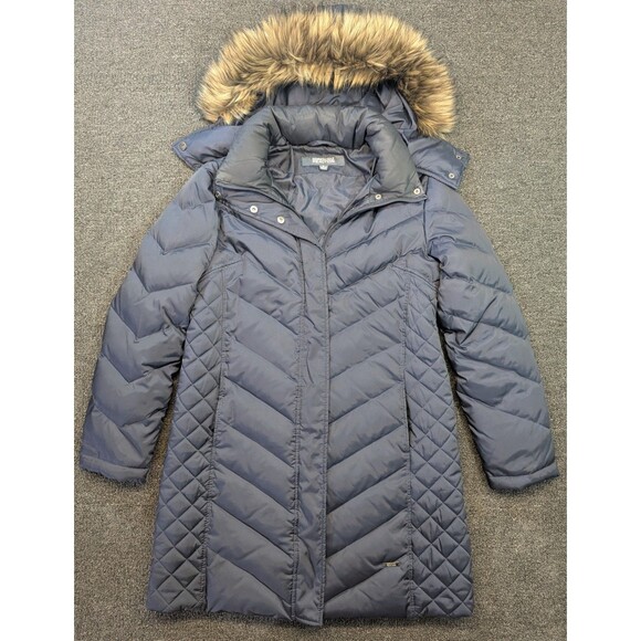 Kenneth Cole Reaction Down Puffer Hooded Faux-Fur-Trim Coat Size M - Picture 1 of 6